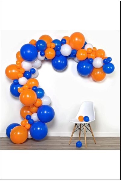 PartAntalya 30 Pieces Orange, Dark Blue and White Balloon Chain Harness Conce...
