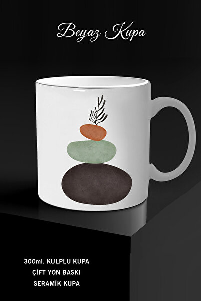 yhfoto كوب أبيض - قابل للعكس، بمقبض، تصميم حجري *xk237