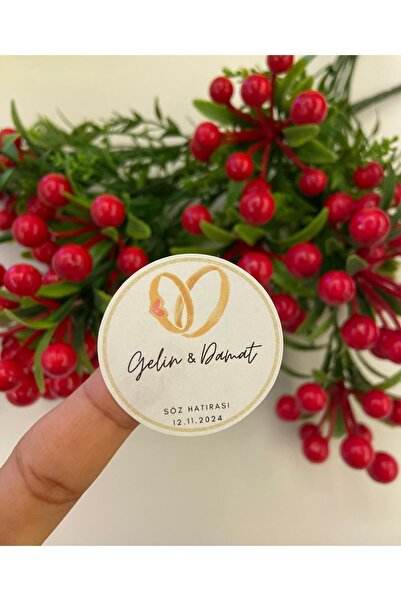 YAPIŞKAN STORE Kişiye Özel Baskılı Söz Nişan Kına Düğün Sticker - Mat Beyaz K...