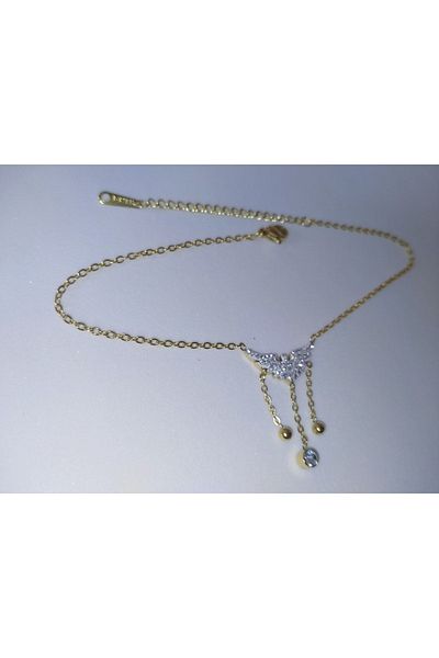 MİRAKSESUAR Angel Detailed Solitaire Steel Chain Anklet