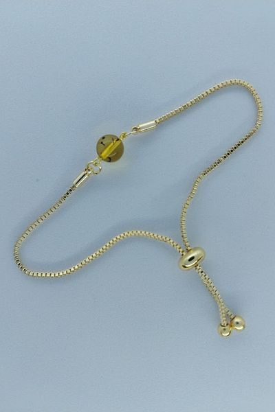 SEVENSLEEPERS Damla Amber - Natural Stone Beaded Elevator Bracelet, Gold Color Plated