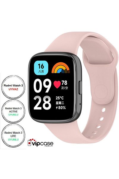Vip Case سوار سيليكون لساعة Xiaomi Redmi Watch 3 Active الذكية - متوافق مع Watch 3 Lite
