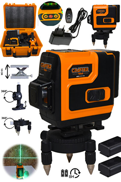 CRAFTERTOOLS Germany 360° 12 Köşe Otomatik Hizalamalı Lazer Metre Hizalama Ye...