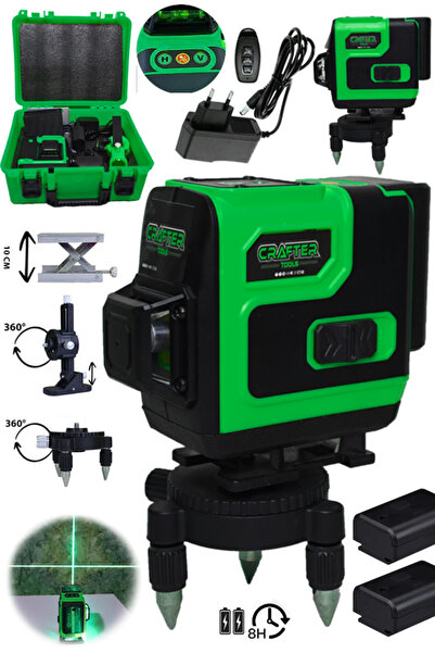CRAFTERTOOLS Germany 360° 12 Köşe Otomatik Hizalamalı Lazer Metre Hizalama Ye...