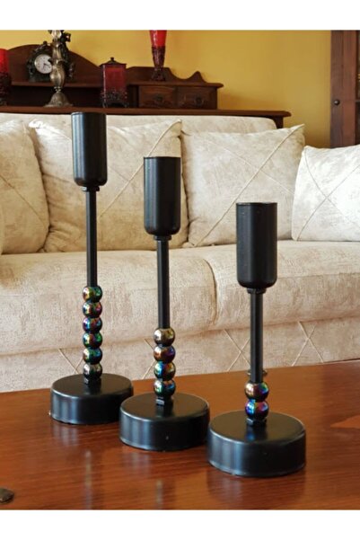 DEDE Üçlü Sıralı Metal Mumluk Petrol