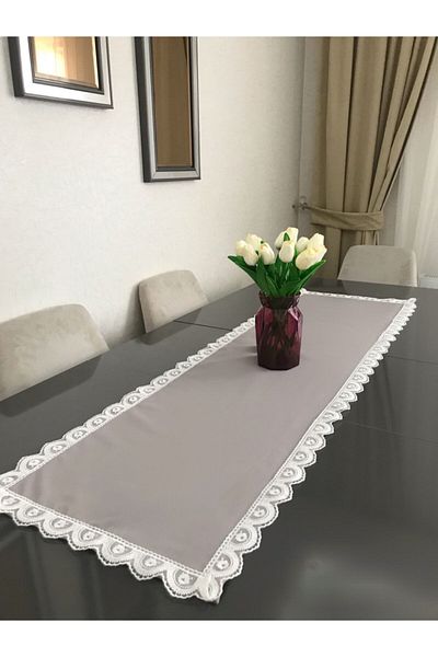 Parla Δαντέλα Κεντητό Λινό Ύφασμα Διακοσμητικό Runner 40x140