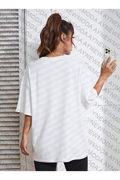 aynewmoda Tricou unisex oversize cu model fluture dulce