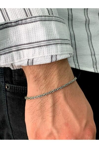 Doğan Silver 925 Ayar Gümüş 2 mm Kral Erkek Bileklik Dgn20492