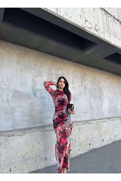 Sindimoda Doruk Büzgü Detay Tül Elbise 5540