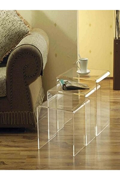 SeHa Design Pleksi Akrilik Zigon Sehpa 8 Mm Kalınlık 3 Lü Set