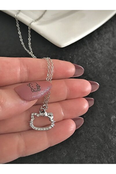 Açıkmeşe Ev Yaşam Ürünleri Kedi Zirkon Taşlı Parlak kolye Hello Kitty