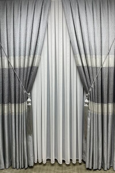 Cortibo Londra Pano Fon Perde Açık Gri - 1'e 2 Seyrek Pile