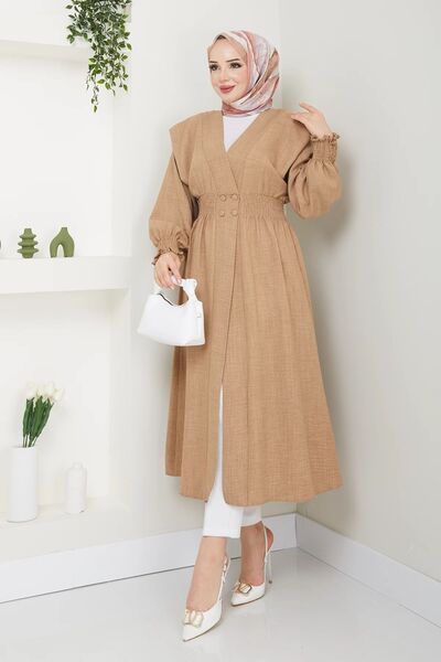 She Olive Vizyon Hijab Linen Cap - Coated Buttoned