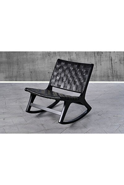 NAPOLYON Deri Sallanır Berjer Koltuk- siyah