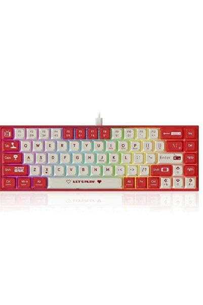 Sarftech AK680 Kablolu Red Switch Mekanik Klavye-Rainbow Aydınlatma Hot-Swap