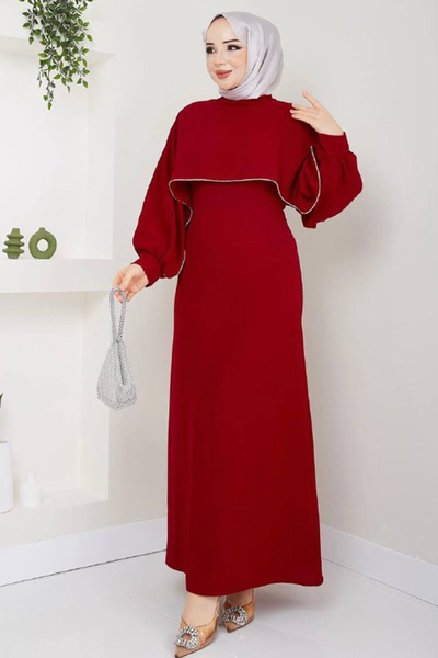 Neşeli Butik γυναικείο φόρεμα χιτζάμπ με ελαστικό ύφασμα πέτρες NMS011
