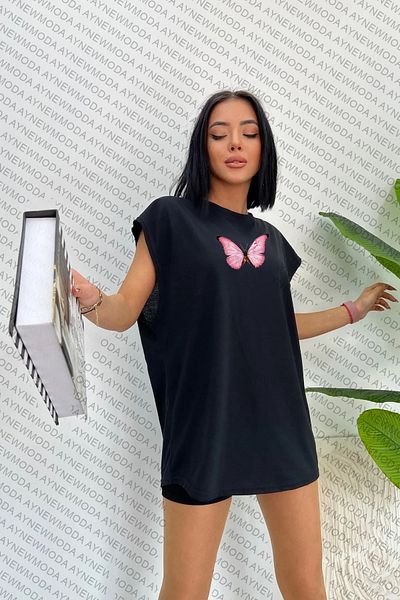 aynewmoda Tricou oversize roz unisex - imprimat cu flori