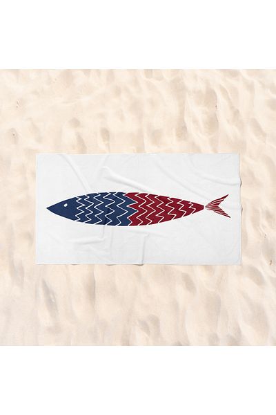 The Lucid Lab Burgundy & Blue a Fish - Πετσέτα θαλάσσης με ψάρι - Microfiber