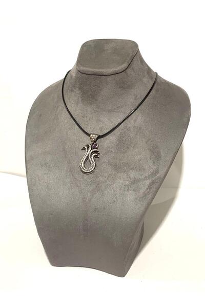 Doğan Silver 925 AYAR GÜMÜŞ OTANTİK  ZİRKON TAŞLI LALE MODELİ  ,DERİ KORDUNLU...