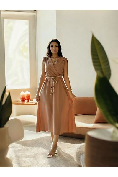 EGZOTİK ASORTİK Αμάνικο φόρεμα με ζώνη Asortik Exotic