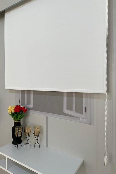 BigPazar Ekru Off-White Imported Roller Blinds Sliceless Sunshade Skirt