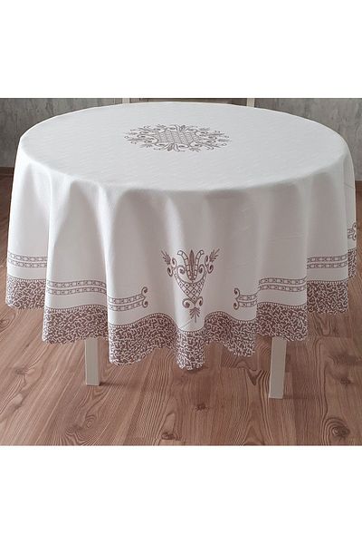 WENESSİ Кръгла покривка от полиестерен плат с шарки на лалета (150×0CM)