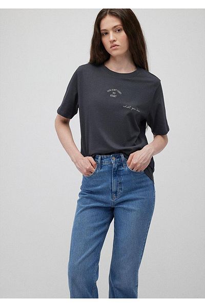 Mavi Women's Blue Butterfly Pattern T-Shirt - Charcoal1612597-70087