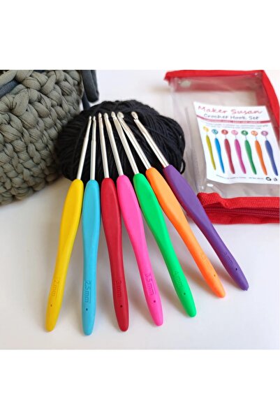 DlrS Slikon Saplı Çantalı 7'li Tığ Seti  ( 2-2,5-3-3,5-4-4,5-5 mm)