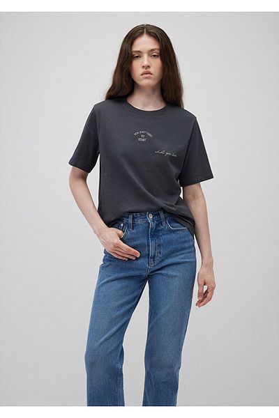 Mavi Women's Blue Butterfly Pattern T-Shirt - Charcoal1612597-70087