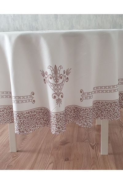 WENESSİ Кръгла покривка от полиестерен плат с шарки на лалета (150×0CM)