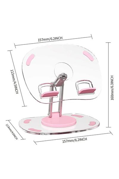 gaman Q16 أكريليك 360 °   حامل الهاتف/الكمبيوتر اللوحي - سطح الطاولة قابل للطي، تصميم زخرفي شفاف