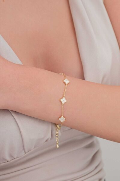 LUCİ LONTANE Minimal Beyaz Taş Detaylı Gold Renk Bileklik