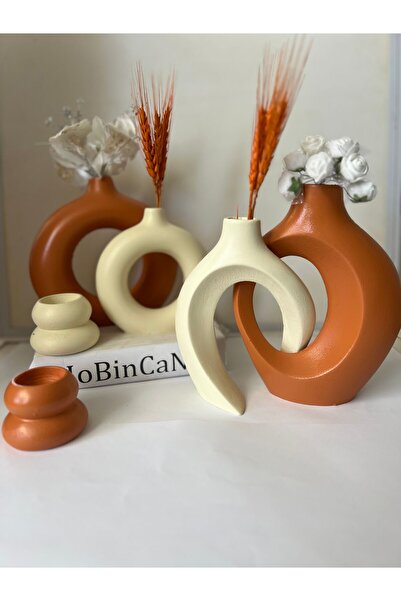 BLANJ Kiremit sevgili vazo set dekoratif halka mumluklu set