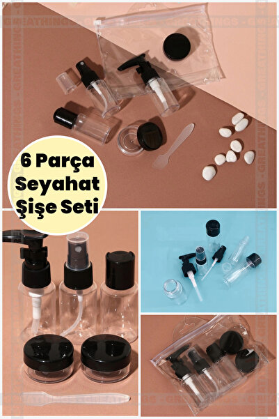 Greathings 6 Parça Çok Amaçlı Seyahat Seti Sprey Fıs Fıs Plastik Mini Pet Şiş...