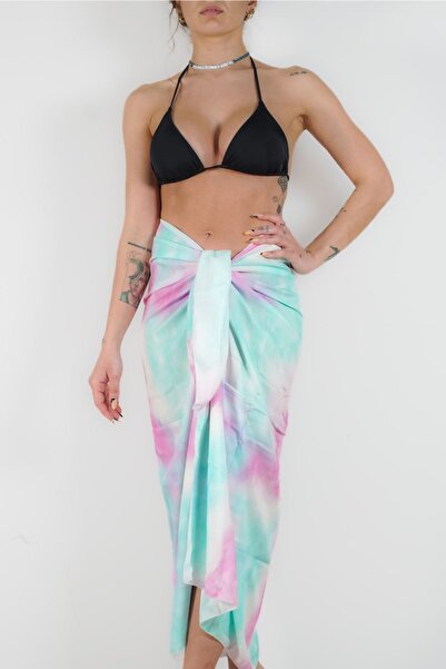 pistore Μπλε ροζ Tie Dye μοτίβο μακρύ Pareo Pareo Γυναικείο φόρεμα παραλίας Νέα σεζόν