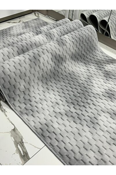 MBA Berlin Gray Poffy Cut Embossed Non-Slip Base - Living Room Hallway Kitchen Shape