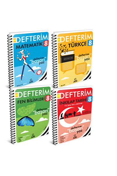 Arı Yayıncılık 8. Sınıf  Matematik +Türkçe+Fen+İnkilap Tarihi DEFTERİM SETİ
