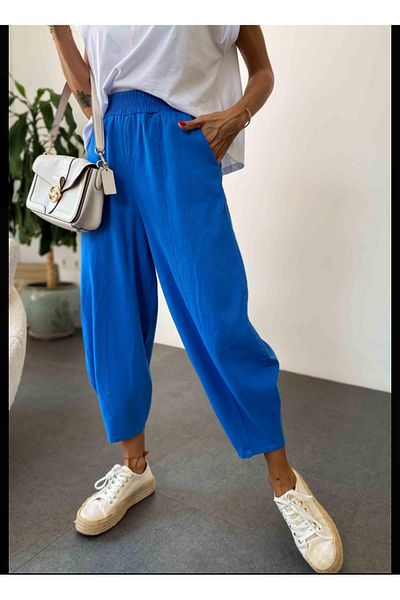 Bak'ap Pantaloni din gabardină premium cu talie elastică