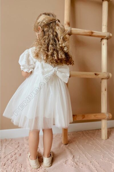 penu baby kids Βρεφικό φόρεμα κοριτσιού με κοντό μανίκι λευκή φούστα Tutu - Tuana