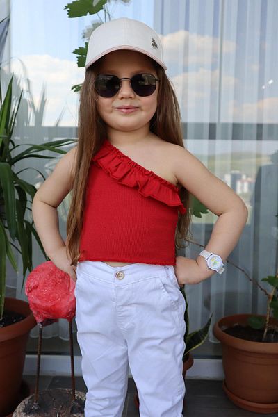 Süslüm Kids Red Ruffle Crop