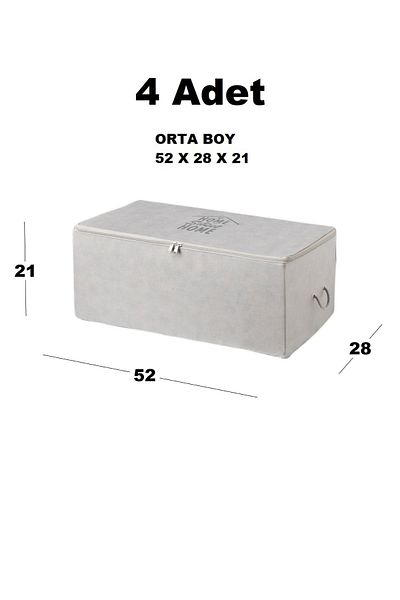 renklibebek 4-Piece Gray Colored Base Dowry Sweater and Storage Organizer - Size: (52X28X21)