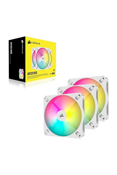 Corsair iCUE AR120 RGB Dijital 120 mm ARGB Uyumlu Fanlar - Üçlü Fan Kiti - Beyaz