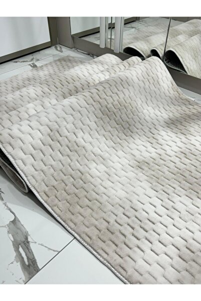 MBA Berlin Beige Non-Slip Base - Poffy Cut Embossed Living Room Hallway Kitchen Shape