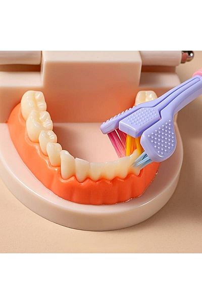 GlassySKY Blue 3-Sided Soft Gentle Toothbrush for Toddlers Ages 0-4