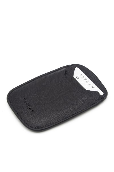 Tergan Black Leather Floater Unisex Credit Card Holder - 1662U9G