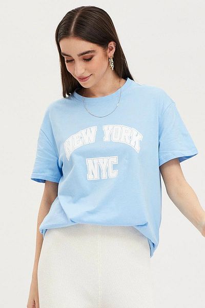 FAVORİST Μπλουζάκι Unisex NYC με στάμπα με κοντό μανίκι
