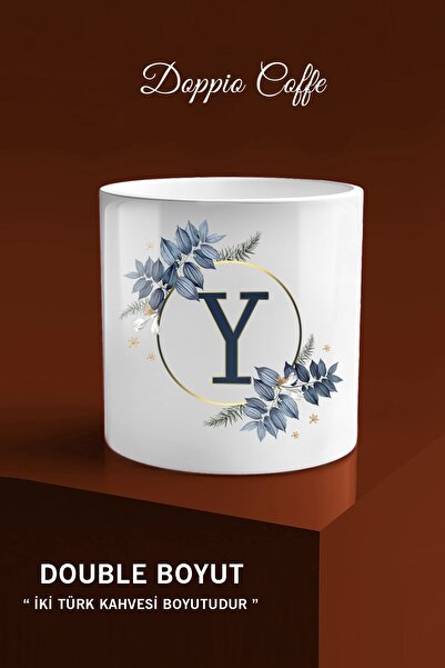 Bytwo كوب أبيض - Doppio Coffee*bytwobkh267 - كوب بدون مقبض بتصميم حرف Y باللو...