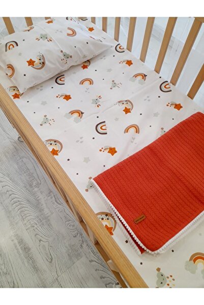 HEYBELİ ORGANİK طقم ملاءات مرنة للأطفال/الأطفال من نسيج القطن 100% // غطاء وس...