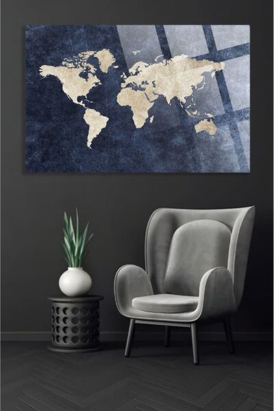 TAULART World Map Map for Office, Home 4mm Unbreakable Tempered High Definition Glass Table