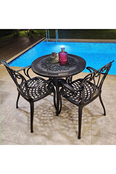 Ceritti Ferforje Görünümlü, 150kg Taşıma Kapasiteli, Dış Mekana Uygun, Siyah ...